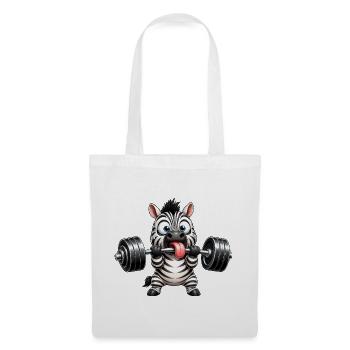 Zebra mit Hantel Comic Bodybuilding Cartoon - Stoffbeutel - Weiß - Vorne