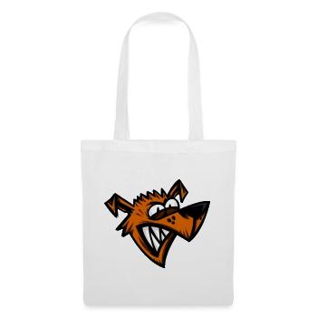 Tête de dessin animé drôle de chien fou - Sac en tissu - blanc - Devant
