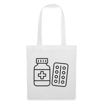 Medizinflaschen- und Tabletten-Liniensymbol - Stoffbeutel - Weiß - Vorne
