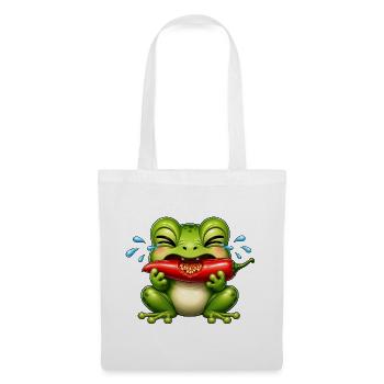 Frosch Chili Scharf Lustiger Cartoon - Stoffbeutel - Weiß - Vorne