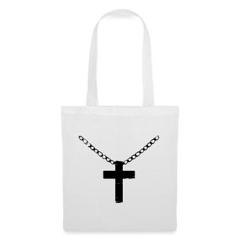 Kreuz mit Kette used look - Stoffbeutel - Weiß - Vorne