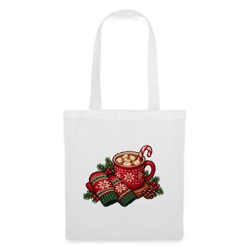 Kuschelige Weihnachtstasse mit Schneeflocken - Stoffbeutel - Weiß - Vorne