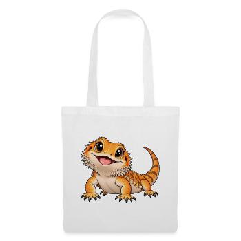 Bartagame Kawaii Style – Süße Echse - Stoffbeutel - Weiß - Vorne