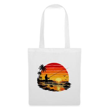 Sunset Fisherman-Silhouette - Stoffbeutel - Weiß - Vorne