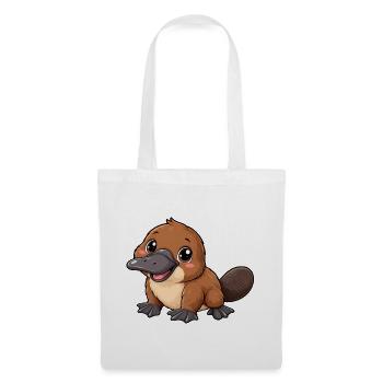 Schnabeltier Kawaii Style – Süßes Australienmotiv - Stoffbeutel - Weiß - Vorne