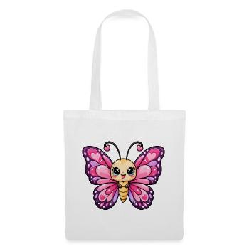 Schmetterling Kawaii Style – Süßes Naturmotiv - Stoffbeutel - Weiß - Vorne