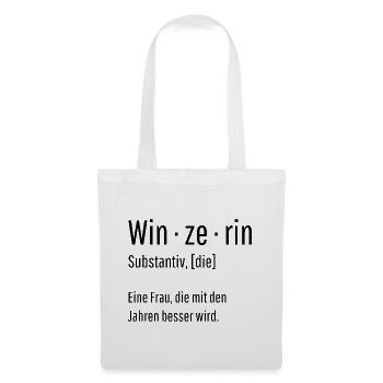 Winzerin Substantiv Definition Wein Geschenk - Stoffbeutel - Weiß - Vorne