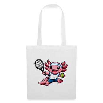 Axolotl beim Tennis – Süßes Sportmotiv - Stoffbeutel - Weiß - Vorne