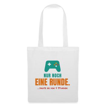 Nur noch eine Runde – Gamer Spruch - Stoffbeutel - Weiß - Vorne