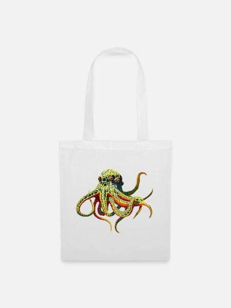 Neon-Oktopus - Stoffbeutel - Weiß