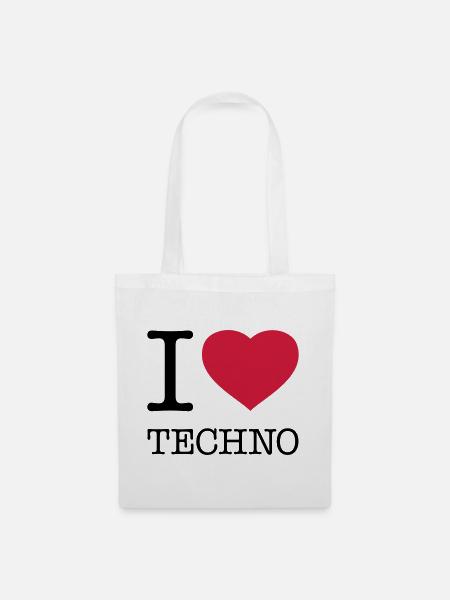 I LOVE TECHNO - Stoffbeutel - Weiß