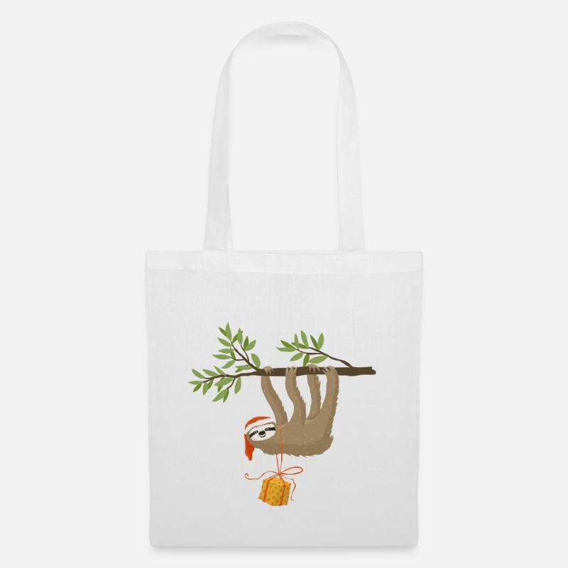 Weihnachtsfaultier - Stoffbeutel - Weiß