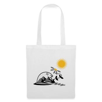 Schneekugel mit Sonnenblume und Sonne - Stoffbeutel - Weiß - Vorne