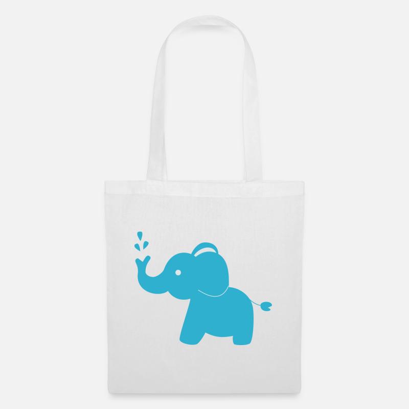 Elefant blau - Stoffbeutel - Weiß
