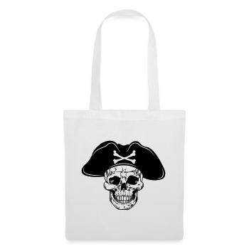 Chapeau de pirate crâne - Sac en tissu - blanc - Devant