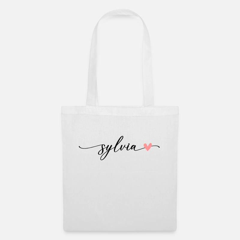 Sylvia Name Kalligrafie Schrift - Stoffbeutel - Weiß