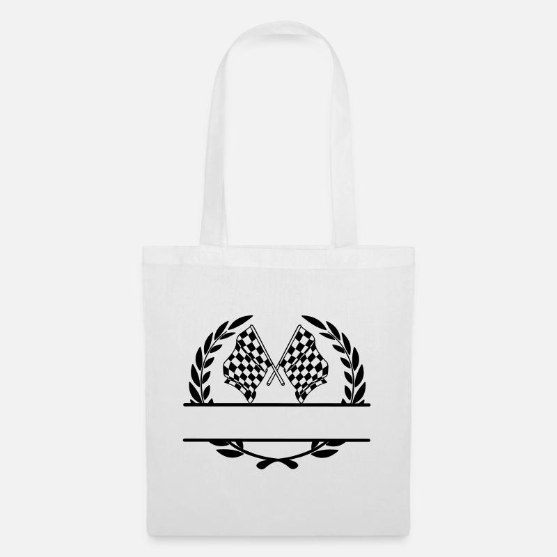 Drapeau de course dans une couronne de laurier - Sac en tissu - blanc