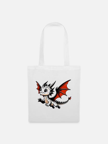 Drache - Stoffbeutel - Weiß