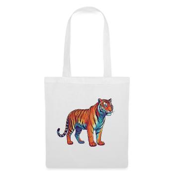 Buntes Tiger-Regenbogen-Pop-Art-Aquarell - Stoffbeutel - Weiß - Vorne