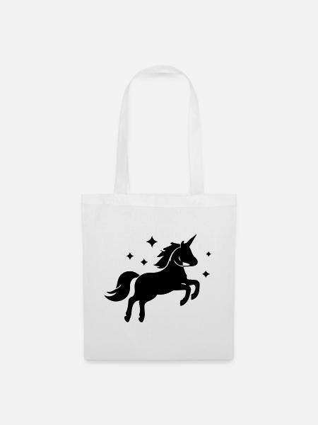 Einhorn Sterne Schwarz Symbol - Stoffbeutel - Weiß