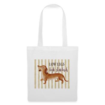 Low Legs High Standards – Funny Dachshund - Tote Bag - white - Front