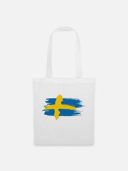 Schweden – Blau Gelb Landkarte Brush Design - Stoffbeutel - Weiß