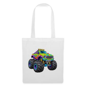 Bunter Monstertruck Flammen-Design - Stoffbeutel - Weiß - Vorne