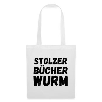 Stolzer Bücherwurm Humor - Stoffbeutel - Weiß - Vorne