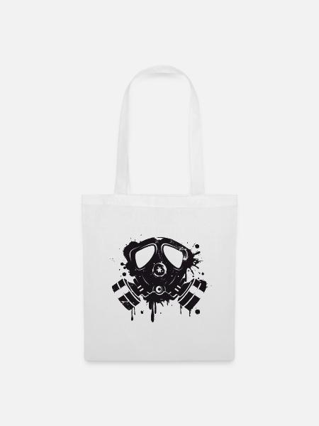 coole Gasmaske als Graffiti Stencil - Stoffbeutel - Weiß
