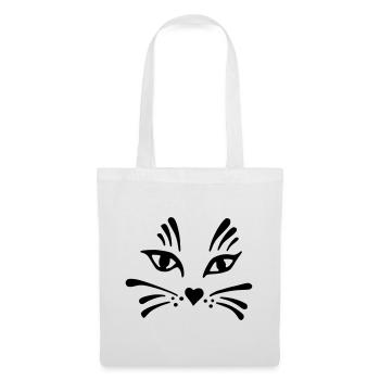 Katze Blume - Stoffbeutel - Weiß - Vorne
