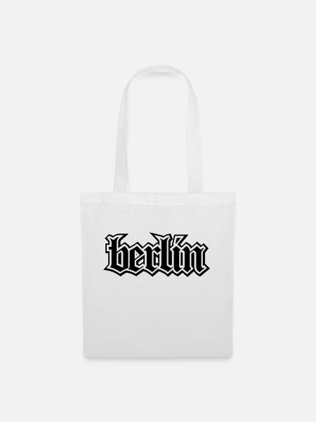 Berlin Schriftzug Oldschool für Berliner Geschenk - Stoffbeutel - Weiß