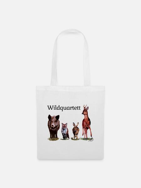 Wild-Quartett - Stoffbeutel - Weiß