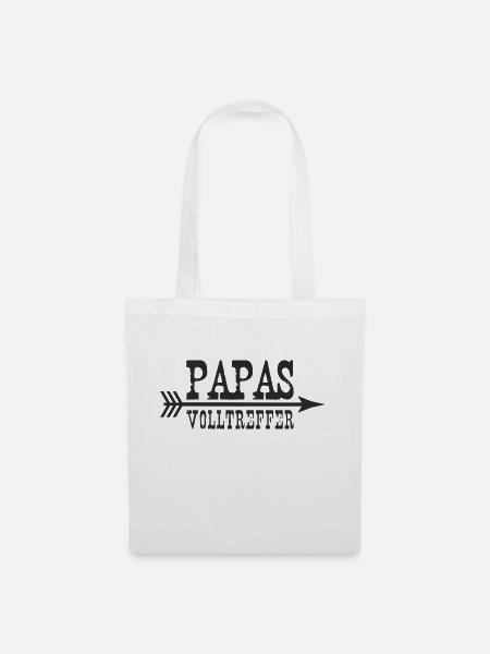 Papa Volltreffer Baby Kind Kinder Geschenkidee - Stoffbeutel - Weiß
