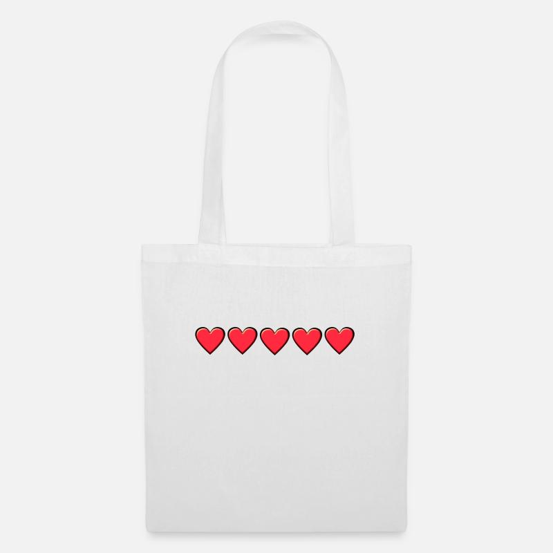 5 coeurs - Sac en tissu - blanc