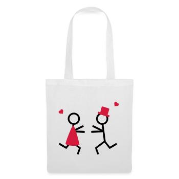 partner shirt couple runs to each other couple de - Sac en tissu - blanc - Devant