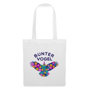 Bunter Vogel und Blumen - Stoffbeutel - Weiß - Vorne