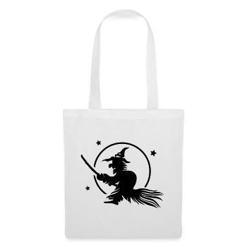 Halloween witch on a broom. Full moon time. - Tote Bag - white - Front