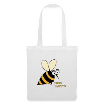 Bee happy! Biene - Stoffbeutel - Weiß - Vorne