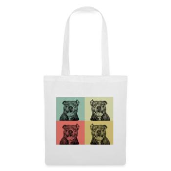 Pitbull - Visage souriant - Sac en tissu - blanc - Devant