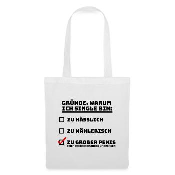Gründe warum ich Single bin - Stoffbeutel - Weiß - Vorne