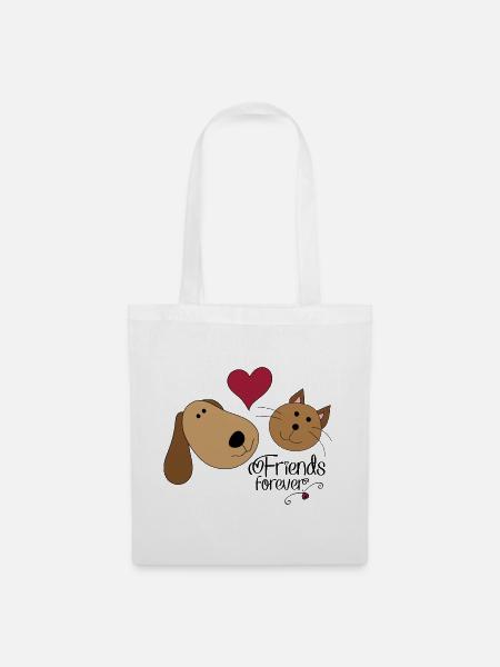 Hund und Katze - Stoffbeutel - Weiß