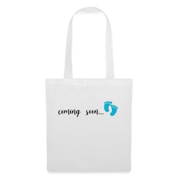 Baby coming soon Schwangerschaft Geburt Junge Boy - Stoffbeutel - Weiß - Vorne