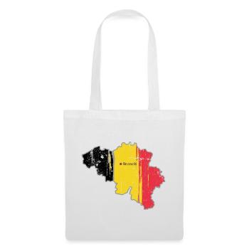 Belgische Flagge Karte von Brüssel - Stoffbeutel - Weiß - Vorne