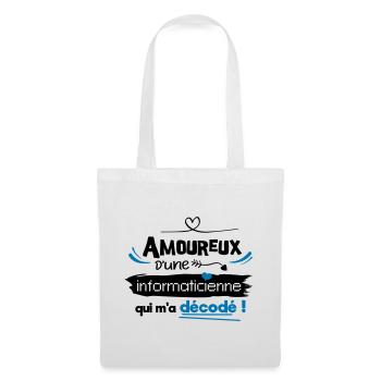 Amoureux d'une informaticienne ! humour geek - Sac en tissu - blanc - Devant