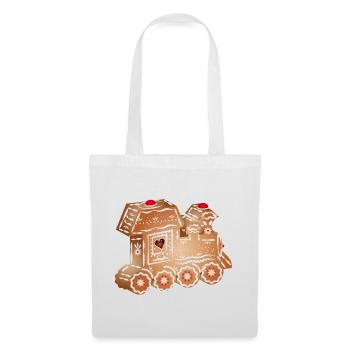verzierte Lebkuchen Lokomotive für Weihnachten - Stoffbeutel - Weiß - Vorne