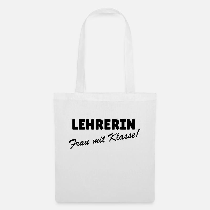 Lehrerin Frau mit Klasse - Stoffbeutel - Weiß