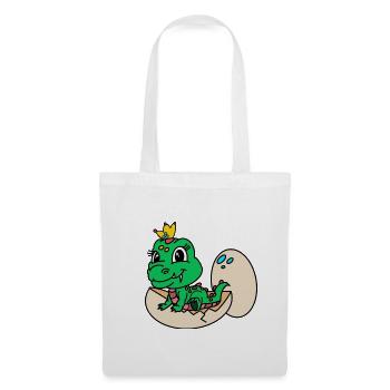 Drache mit Krone aus dem Ei - Stoffbeutel - Weiß - Vorne