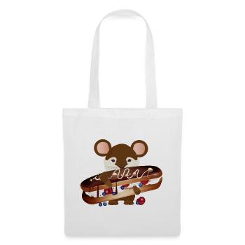 cute mouse with delicious chocolate éclair - Tote Bag - white - Front