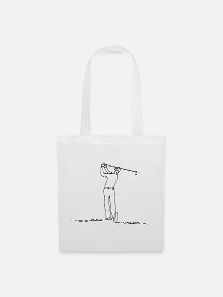 Golf Spieler Lineart schwarz - Stoffbeutel - Weiß