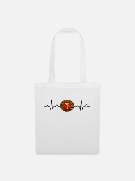 DDR Deutschland Herzschlag EKG - Stoffbeutel - Weiß